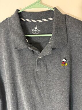 Disney Parks Mickey Mouse Polo Shirt Mens XXL Gray Embroidered Logo Golf Adult